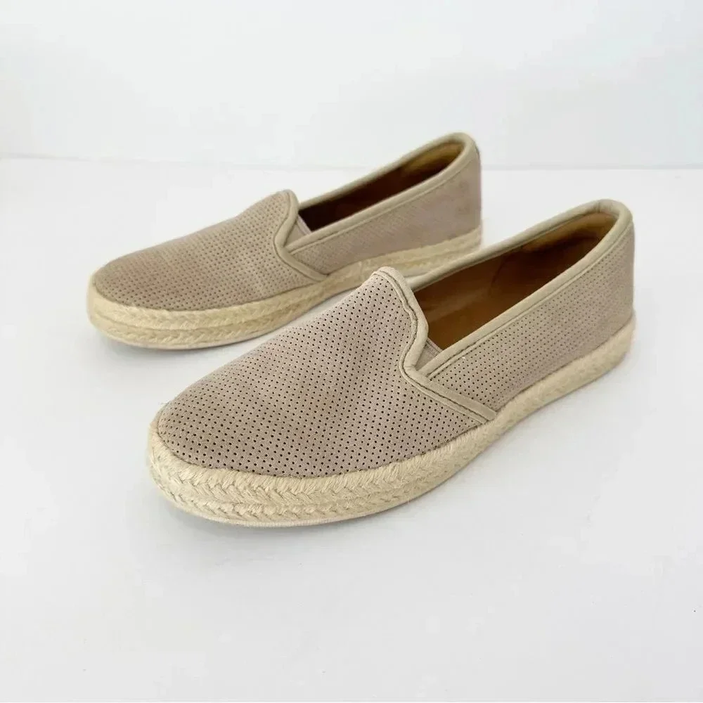 CLARKS Slip On Taupe Gray Espadrille‎ Perforated Casual Flats Size 6